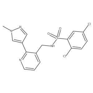 2,5-dichloro-N-((2-(1-methyl-1H-pyrazol-4-yl)pyridin-3-yl)methyl)benzenesulfonamide结构式