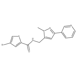 4-bromo-N-((1-methyl-3-(pyridin-3-yl)-1H-pyrazol-5-yl)methyl)thiophene-2-carboxamide结构式