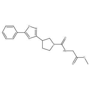 Methyl 2-(3-(5-phenyl-1,2,4-oxadiazol-3-yl)pyrrolidine-1-carboxamido)acetate Structure