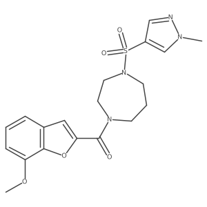 (7-methoxybenzofuran-2-yl)(4-((1-methyl-1H-pyrazol-4-yl)sulfonyl)-1,4-diazepan-1-yl)methanone结构式