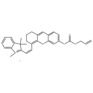 2-(2-(6-(((Allyloxy)carbonyl)oxy)-2,3-dihydro-1H-xanthen-4-yl)vinyl)-1,3,3-trimethyl-3H-indol-1-ium iodide Structure