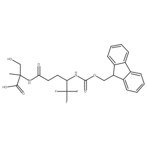 2-[(4S)-4-({[(9H-fluoren-9-yl)methoxy]carbonyl}amino)-5,5,5-trifluoropentanamido]-3-hydroxy-2-methylpropanoic acid结构式