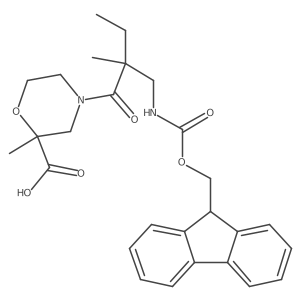 4-{2-[({[(9H-fluoren-9-yl)methoxy]carbonyl}amino)methyl]-2-methylbutanoyl}-2-methylmorpholine-2-carboxylic acid结构式
