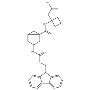 2-{1-[3-({[(9H-fluoren-9-yl)methoxy]carbonyl}amino)bicyclo[3.1.0]hexane-1-amido]cyclobutyl}acetic acid结构式