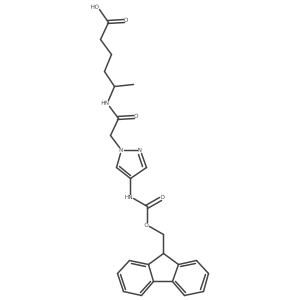 5-{2-[4-({[(9H-fluoren-9-yl)methoxy]carbonyl}amino)-1H-pyrazol-1-yl]acetamido}hexanoic acid Structure