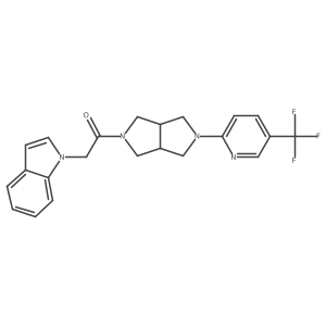 2-(1H-indol-1-yl)-1-{5-[5-(trifluoromethyl)pyridin-2-yl]-octahydropyrrolo[3,4-c]pyrrol-2-yl}ethan-1-one结构式