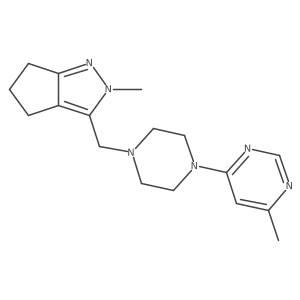 4-methyl-6-[4-({2-methyl-2H,4H,5H,6H-cyclopenta[c]pyrazol-3-yl}methyl)piperazin-1-yl]pyrimidine结构式