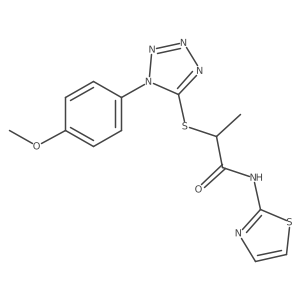 2-((1-(4-methoxyphenyl)-1H-tetrazol-5-yl)thio)-N-(thiazol-2-yl)propanamide Structure