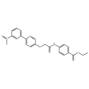 Ethyl 4-(2-((6-(3-nitrophenyl)pyridazin-3-yl)thio)acetamido)benzoate结构式