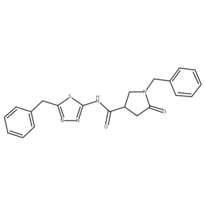 1-benzyl-N-[(2E)-5-benzyl-1,3,4-thiadiazol-2(3H)-ylidene]-5-oxopyrrolidine-3-carboxamide结构式