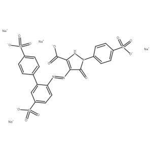 Tetrasodium 4-((4',5-disulfo(1,1'-biphenyl)-2-yl)hydrazono)-4,5-dihydro-5-oxo-1-(4-sulfophenyl)-1H-pyrazole-3-carboxylate结构式