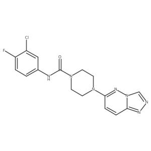 4-([1,2,4]triazolo[4,3-b]pyridazin-6-yl)-N-(3-chloro-4-fluorophenyl)piperazine-1-carboxamide结构式