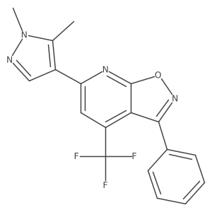 6-(1,5-Dimethyl-1H-pyrazol-4-yl)-3-phenyl-4-(trifluoromethyl)isoxazolo[5,4-b]pyridine结构式