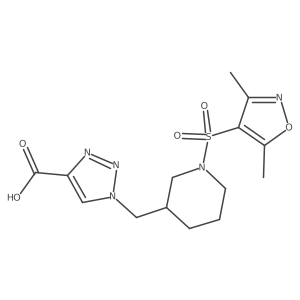 1-({1-[(3,5-dimethylisoxazol-4-yl)sulfonyl]piperidin-3-yl}methyl)-1H-1,2,3-triazole-4-carboxylic acid结构式