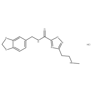 N-(1,3-benzodioxol-5-ylmethyl)-3-[2-(methylamino)ethyl]-1,2,4-oxadiazole-5-carboxamide hydrochloride Structure