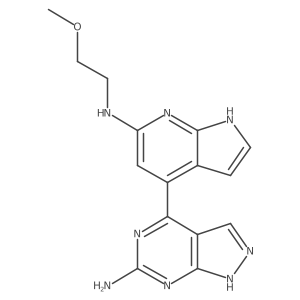 4-(6-((2-Methoxyethyl)amino)-1H-pyrrolo[2,3-b]pyridin-4-yl)-1H-pyrazolo[3,4-d]pyrimidin-6-amine结构式