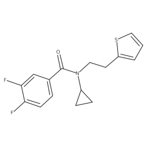 N-cyclopropyl-3,4-difluoro-N-(2-(thiophen-2-yl)ethyl)benzamide结构式