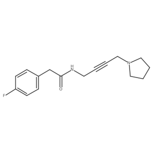 2-(4-fluorophenyl)-N-(4-pyrrolidin-1-ylbut-2-ynyl)acetamide结构式