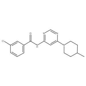 3-chloro-N-[6-(4-methylpiperidin-1-yl)pyrimidin-4-yl]benzamide结构式