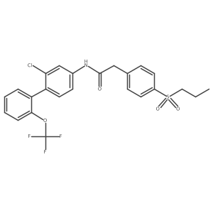 N-[3-chloro-4-[2-(trifluoromethoxy)phenyl]phenyl]-2-(4-propylsulfonylphenyl)acetamide结构式