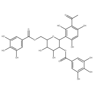 1-[3-[2,6-Bis-O-(3,4,5-trihydroxybenzoyl)-I(2)-D-glucopyranosyl]-2,4,6-trihydroxyphenyl]ethanone结构式