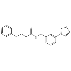 3-(phenylthio)-N-((5-(thiophen-3-yl)pyridin-3-yl)methyl)propanamide结构式