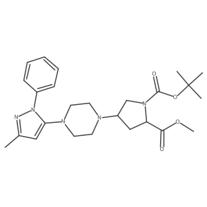 1-(tert-Butyl) 2-methyl (2S,4S)-4-(4-(3-methyl-1-phenyl-1H-pyrazol-5-yl)piperazin-1-yl)pyrrolidine-1,2-dicarboxylate结构式