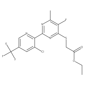 Ethyl 2-((2-(3-chloro-5-(trifluoromethyl)pyridin-2-yl)-5-fluoro-6-methylpyrimidin-4-yl)thio)acetate Structure