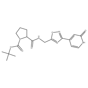 Tert-butyl 2-(((3-(2-oxo-1,2-dihydropyridin-4-yl)-1,2,4-oxadiazol-5-yl)methyl)carbamoyl)pyrrolidine-1-carboxylate结构式
