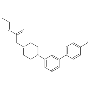 Ethyl 2-(4-(5-(4-fluorophenyl)pyridin-3-yl)piperazin-1-yl)acetate结构式