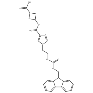 3-{1-[2-({[(9H-fluoren-9-yl)methoxy]carbonyl}amino)ethyl]-1H-1,2,3-triazole-4-amido}cyclobutane-1-carboxylic acid结构式