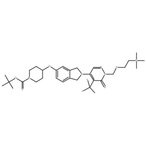 5-[5-[(1-Boc-4-piperidyl)oxy]-2-isoindolinyl]-4-(trifluoromethyl)-2-[[2-(trimethylsilyl)ethoxy]methyl]pyridazin-3(2H)-one结构式