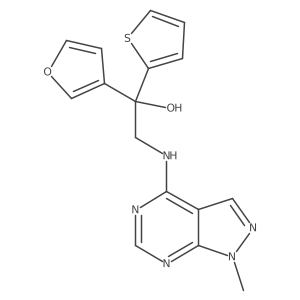 1-(furan-3-yl)-2-({1-methyl-1H-pyrazolo[3,4-d]pyrimidin-4-yl}amino)-1-(thiophen-2-yl)ethan-1-ol结构式