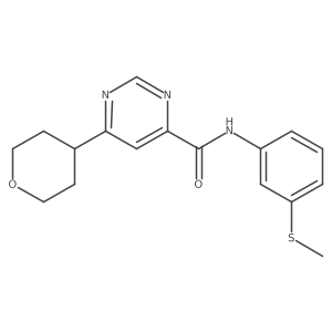 N-[3-(methylsulfanyl)phenyl]-6-(oxan-4-yl)pyrimidine-4-carboxamide结构式
