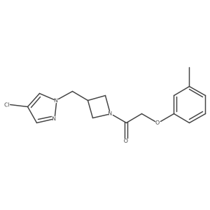 1-{3-[(4-chloro-1H-pyrazol-1-yl)methyl]azetidin-1-yl}-2-(3-methylphenoxy)ethan-1-one结构式