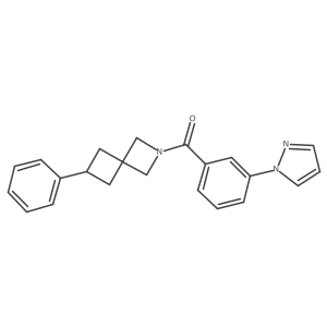 6-phenyl-2-[3-(1H-pyrazol-1-yl)benzoyl]-2-azaspiro[3.3]heptane结构式