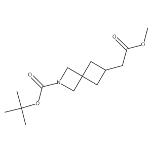 Tert-butyl 6-(2-methoxy-2-oxoethyl)-2-azaspiro[3.3]heptane-2-carboxylate结构式