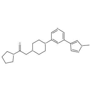 2-{4-[6-(1-methyl-1H-pyrazol-4-yl)pyrazin-2-yl]piperazin-1-yl}-1-(pyrrolidin-1-yl)ethan-1-one结构式
