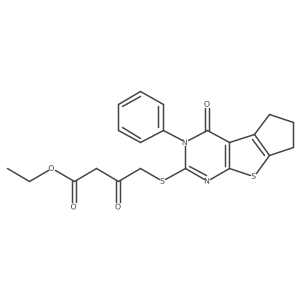 ethyl 3-oxo-4-((4-oxo-3-phenyl-4,5,6,7-tetrahydro-3H-cyclopenta[4,5]thieno[2,3-d]pyrimidin-2-yl)thio)butanoate Structure