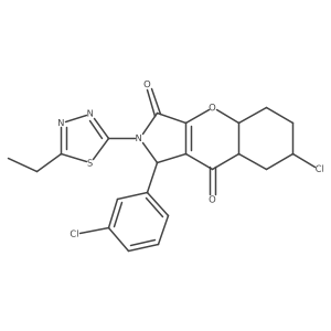 7-chloro-1-(3-chlorophenyl)-2-(5-ethyl-1,3,4-thiadiazol-2-yl)-4a,5,6,7,8,8a-hexahydro-1H-chromeno[2,3-c]pyrrole-3,9-dione Structure