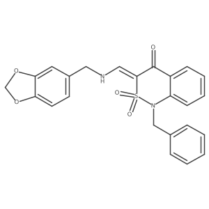 (E)-3-(((benzo[d][1,3]dioxol-5-ylmethyl)amino)methylene)-1-benzyl-1H-benzo[c][1,2]thiazin-4(3H)-one 2,2-dioxide结构式