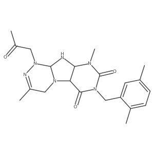 7-[(2,5-dimethylphenyl)methyl]-3,9-dimethyl-1-(2-oxopropyl)-5a,9a,10,10a-tetrahydro-4H-purino[8,7-c][1,2,4]triazine-6,8-dione Structure