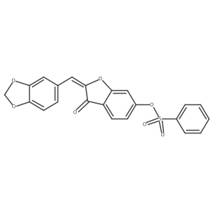 (Z)-2-(benzo[d][1,3]dioxol-5-ylmethylene)-3-oxo-2,3-dihydrobenzofuran-6-yl benzenesulfonate结构式