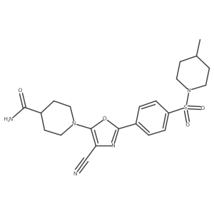 1-(4-Cyano-2-{4-[(4-methylpiperidin-1-yl)sulfonyl]phenyl}-1,3-oxazol-5-yl)piperidine-4-carboxamide结构式