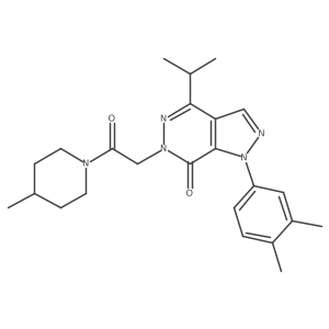 1-(3,4-dimethylphenyl)-6-[2-(4-methylpiperidin-1-yl)-2-oxoethyl]-4-(propan-2-yl)-1H,6H,7H-pyrazolo[3,4-d]pyridazin-7-one结构式