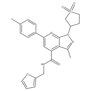 1-(1,1-dioxidotetrahydrothiophen-3-yl)-6-(4-fluorophenyl)-N-(furan-2-ylmethyl)-3-methyl-1H-pyrazolo[3,4-b]pyridine-4-carboxamide结构式
