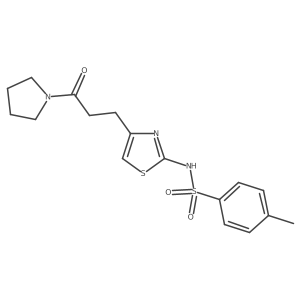 4-methyl-N-{4-[3-oxo-3-(pyrrolidin-1-yl)propyl]-1,3-thiazol-2-yl}benzene-1-sulfonamide结构式