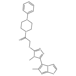 2-((4-methyl-5-(6-methylimidazo[2,1-b]thiazol-5-yl)-4H-1,2,4-triazol-3-yl)thio)-1-(4-phenylpiperazin-1-yl)ethanone Structure