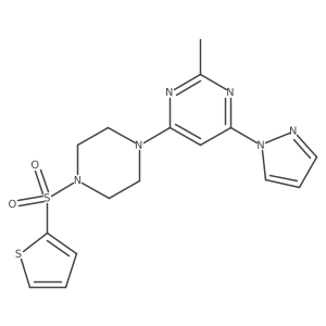 2-methyl-4-(1H-pyrazol-1-yl)-6-(4-(thiophen-2-ylsulfonyl)piperazin-1-yl)pyrimidine Structure
