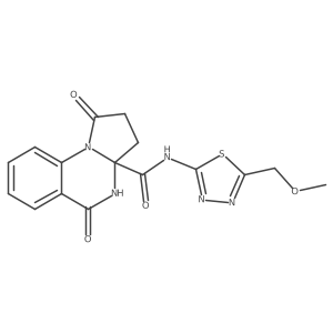 N-[(2Z)-5-(methoxymethyl)-1,3,4-thiadiazol-2(3H)-ylidene]-1,5-dioxo-2,3,4,5-tetrahydropyrrolo[1,2-a]quinazoline-3a(1H)-carboxamide结构式
